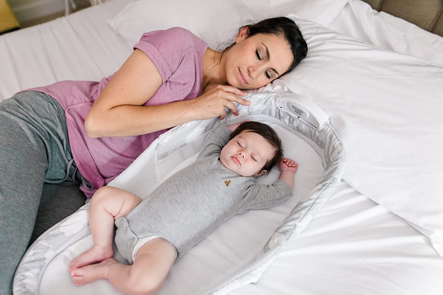 Baby delight snuggle nest harmony portable infant sleeper in silver clouds new arrivals