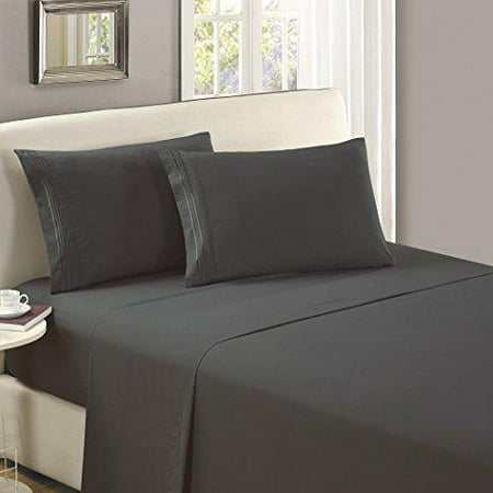 Mellanni Flat Sheet TwinXL Gray - Brushed Microfiber 1800 Bedding Top Sheet - Wrinkle, Fade, Stain Resistant - Hypoallergenic - (Twin XL,