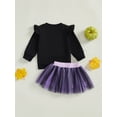 thumbnail image 6 of Toddler Kids Girls Halloween Skirt Clothing Sets 12 18 24 Months 2T 3T 4T 5T Long Sleeve Pumpkin/Letter Embroidery Pullover Tulle Skirt Outfits, 6 of 9