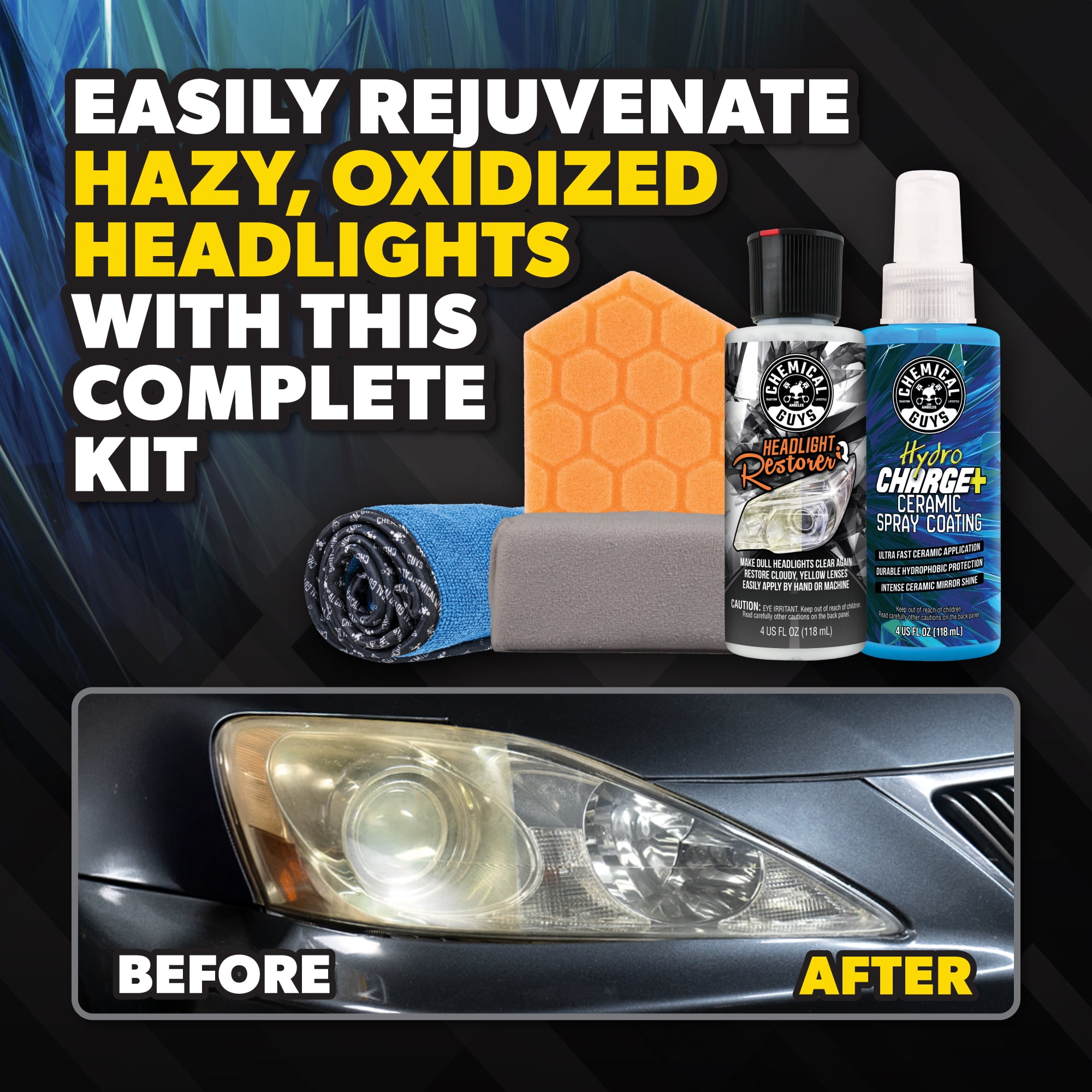 Chemical Guys Headlight Restoration & Ceramic Kit, 5 Items