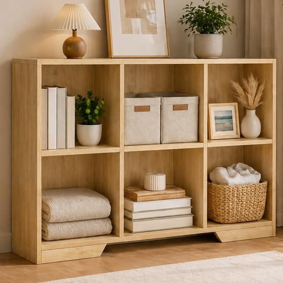 VASGOR 6 Cube Storage Organizer Wooden Bookshelf, Cube Shelf Bookcase, Small Bookshelf Storage Organizer, Narrow Cube Storage Shelf for Bedroom, Small Bookshelf for Living Room and Office