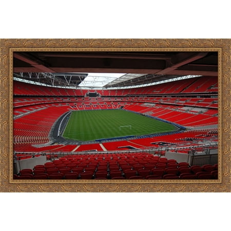 Wembley Stadium 40x28 Large Gold Ornate Wood Framed Canvas Art