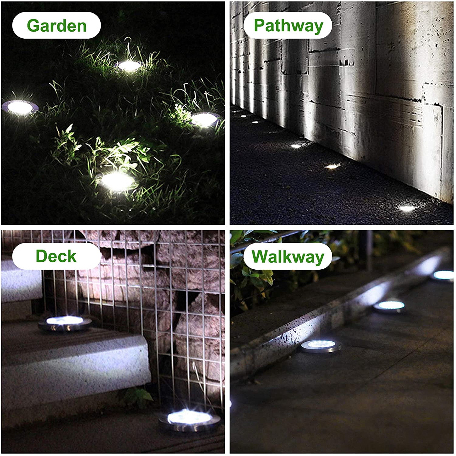 12 PACK Solar Garden Lights,Flat Solar Lights- 8 Led Solar Out light outdoor, Waterproof Garden Pathway Lights for Lawn Patio Pathway Yard Deck Walkway Flood Light