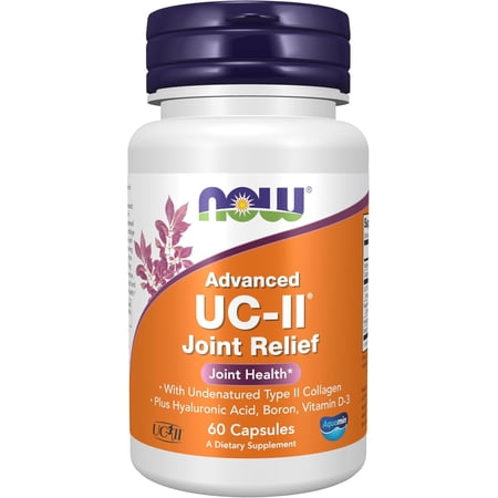 NOW Foods Supplements, UC-II Advanced Joint Relief with Undenatured Type II Collagen, plus Hyaluronic Acid, Boron, Vitamin D-3, 60 Veg Capsules