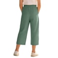 thumbnail image 4 of Ruyang Teen Girls Cotton Linen Wide Leg Pants Drawstring Kids Oversized Casual Lightweight Flowy Palazzo Pants Long Trousers Pockets, 4 of 6