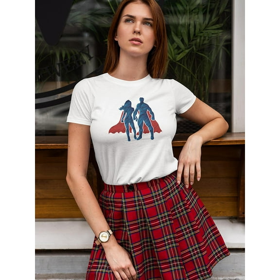 Cool Grunge Superhero Man & Lady T-Shirt Women -Image by Shutterstock, Female Large