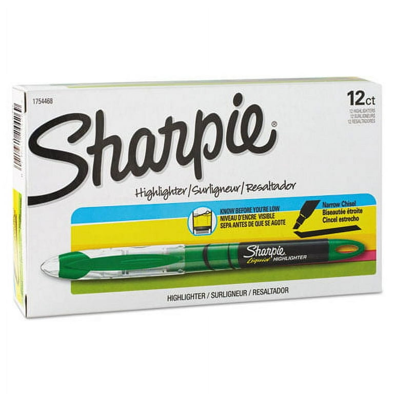 Liquid Pen Style Highlighters, Fluorescent Green Ink, Chisel Tip, Green/Black/Clear Barrel, Dozen Liquid Pen Style Highlighters, Fluorescent Green Ink, Chisel Tip, Green/Black/Clear Barrel, Dozen