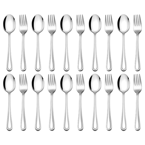 20 Pieces Kids Silverware Set, Stainless Steel Toddler Utensils, Childrens Safe Forks and Spoons, Kids Cutlery Set, Kid Utensils Set Includes 10 Forks, 10 Spoons