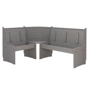 Linon Talon Pine Wood Corner Dining Nook Set with Storage in Gray Finish