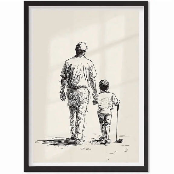 Vintage Golf Father And Son Wall Art Print, Nursery Wall Art Kids Sports Wall Print, Matte Canvas Stretched, Posters for Room Bedroom Living Room Bathroom Wall Decor, Posters & Art Prints, Gift.
