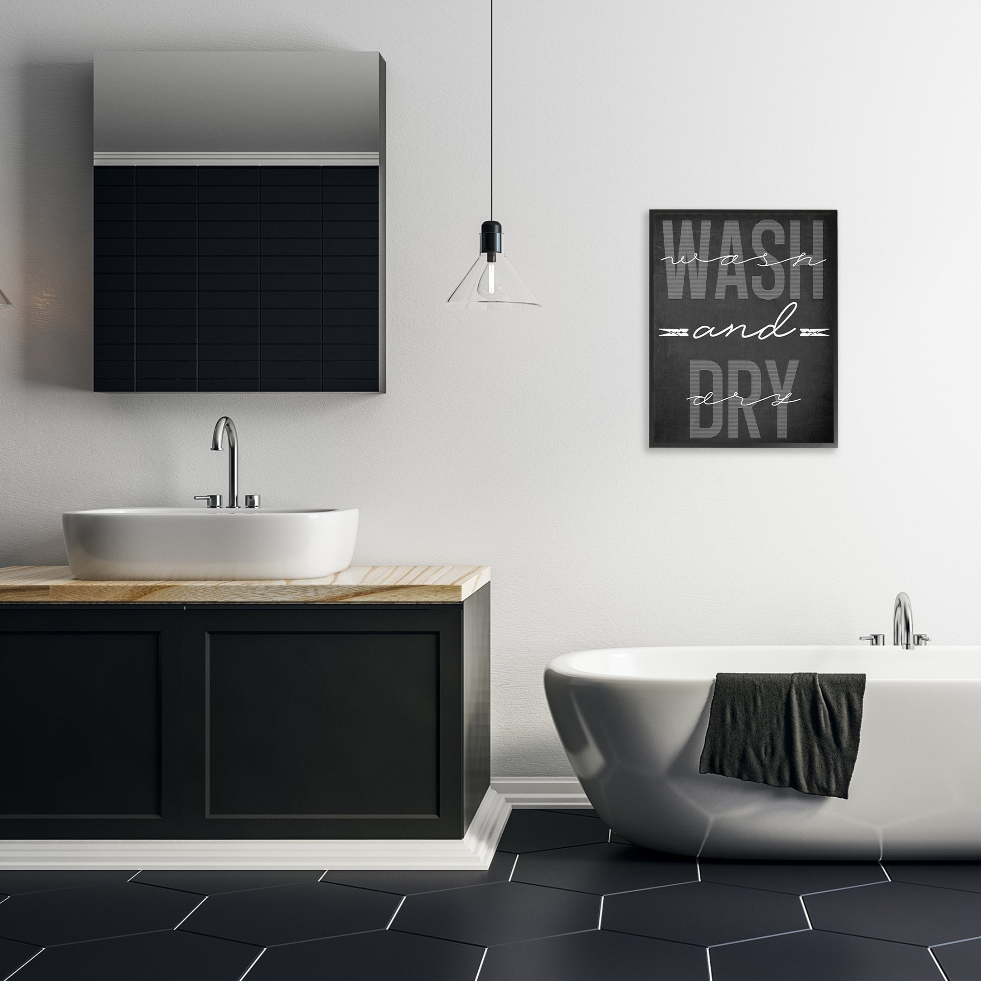 Wash And Dry Black Minimal Black Framed Giclee Art, design by Marcus Prime