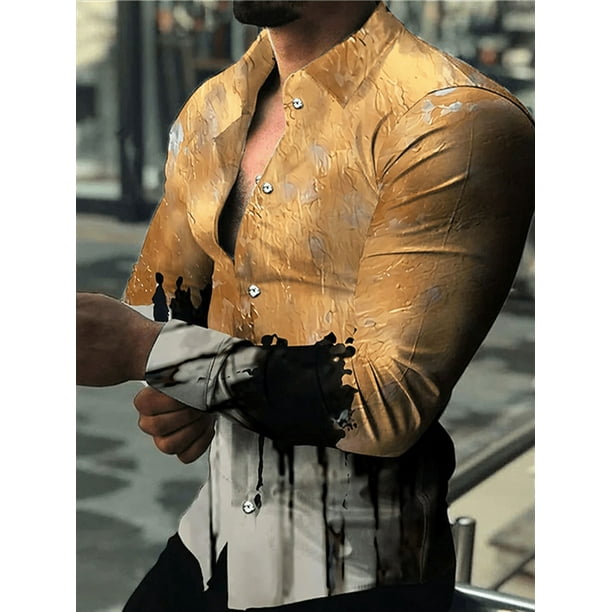 Camisa para hombre primavera verano moda tops casual exterior rojo geométrico HD patrón suave cómodo nuevo XL