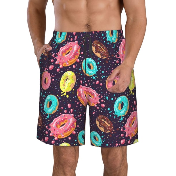 Fotbe Donuts1 Trajes de Baño Estampados para Hombre, Shorts de Verano de Secado Rápido, Ropa de Playa, Bañadores-Medium