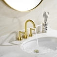 thumbnail image 4 of Brushed Gold 8 inch Widespread Bathroom Sink Faucet 3 Holes with Pop-Up Drain, 2 Handle Modern Bathroom/Vanity/Lavatory Faucet with Brass 360° Swivel Spout, TAF830Y-PB, 4 of 5