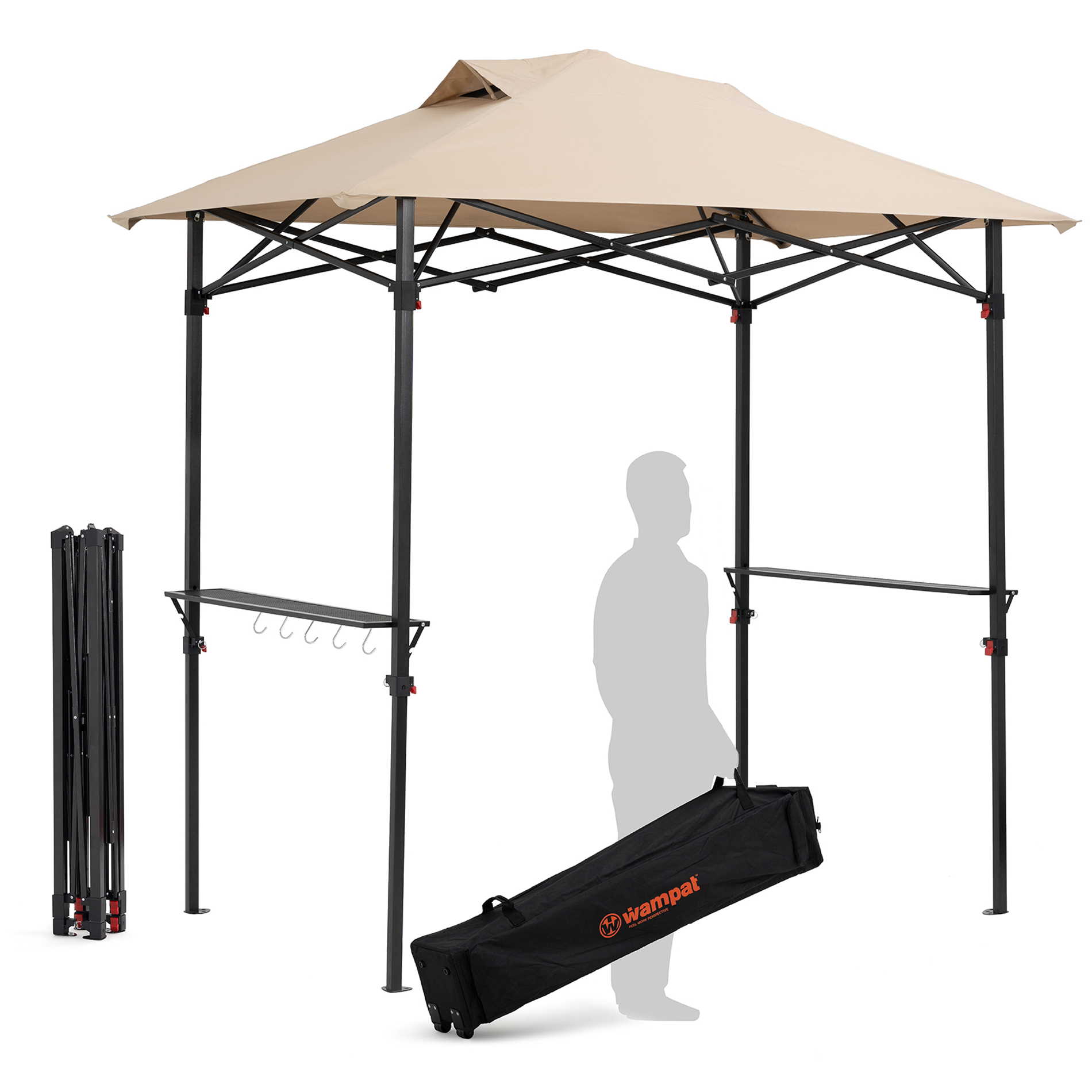 WAMPAT 8'x 5' Outdoor Pop up Grill Gazebo for Patios Portable BBQ