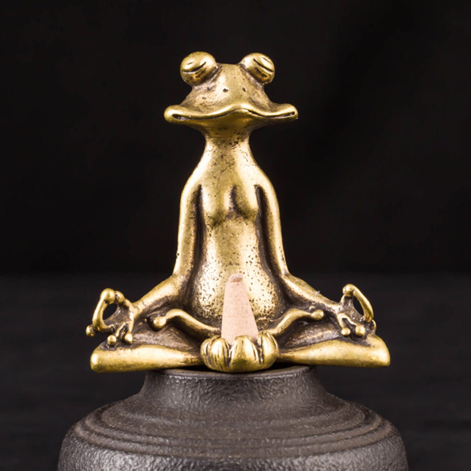 Favorites old bronze Zen statue Toad Collectibles incense Burner Censer 