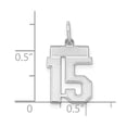 thumbnail image 3 of Sterling Silver/Rhodium-plated Satin Number 15 Charm, 3 of 4