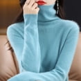 thumbnail image 3 of Suéter de lana para mujer, suéter de cuello alto de otoño e invierno, suéter suelto sin costuras, suéter de cachemira, 3 of 6