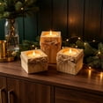 thumbnail image 5 of Set of 3 Square Natural Wooden Tea Light Candle Holders with Jute Bow, Rustic Votive Candle Stands, Farmhouse Table Decor for Wedding Party Dining Table Home Layout, 5 of 6