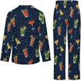 thumbnail image 5 of Top-kevin Women's Pajama Sets Cocktail Glasses Lemon Gold Long Sleeve Lounge Sets Pjs Sleepwear with Pockets, 5 of 12