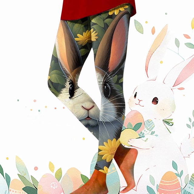 WILLBEST Pantalones de Yoga Con Estampado Floral de Pascua Para Mujer, Leggings Elásticos y Cómodos Para Hacer Ejercicio y Hacer Ejercicio de Forma Informal. Extra Grande