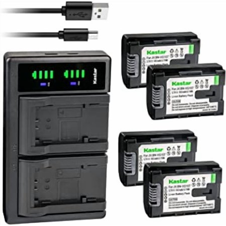 Kastar 4-Pack BN-VG107 Battery and LTD2 USB Charger Replacement for JVC GZ-EX310BU GZ-EX310WU GZ-EX355 GZ-EX350 GZ-EX370 GZ-EX515 GZ-EX555 GZ-EX555BU GZ-EX575 GZ-GX1 GZ-GX1BU GZ-GX3 GZ-GX8 GZ-HD500