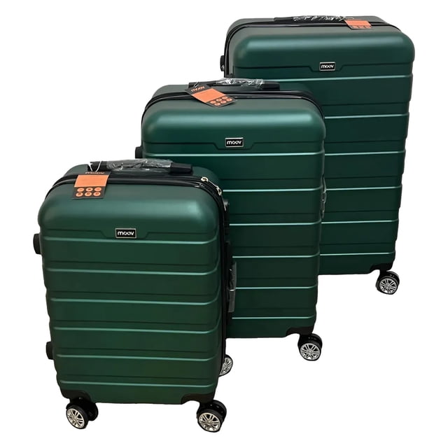 Juego 3 Maletas De Viaje Moov Expandibles Rigidas Verticales Con Ruedas Giratorias 30'' Verde