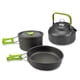 thumbnail image 2 of Utensilios de cocina al aire libre Camping Cocina Cocina Kit Kit de utensilios de cocina Portátil plegable Mango aislado Pan Mochilero Hervidor de agua Verde 3 piezas sidaley OD003503-03B, 2 of 7