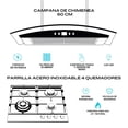 thumbnail image 2 of FLINE | Combo parrilla de gas y campana extractora 60 cm | Pared sensor touch| gris|LU4TR60, 2 of 5