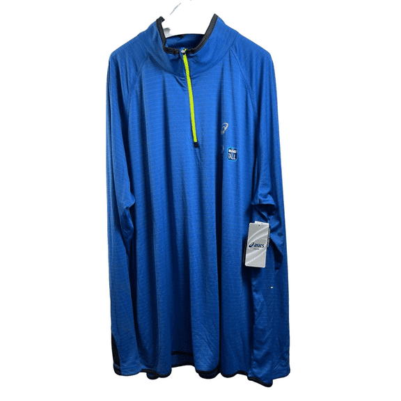 ASICS Men's Quarter Zip Active Athletic Striped Long Sleeve Jacket, Blue, 3XL