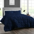 thumbnail image 2 of CCNY 1000 TC 100% Egyptian Cotton Duvet Cover with 2 Matching Pillowcases King/Cal King Size Pinch Pattern, Zipper Closure, Corner Ties (Navy Blue), 2 of 7