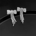 thumbnail image 4 of Luxury Rhinestone Bow Earrings for Women Sparkly Dangle Chandelier Earrings Lightweight Cubic Zirconia Crystal Bowknot Bridal Jewelry Wedding Prom Party Statement Earring, 4 of 5