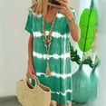 thumbnail image 2 of Susanny Elegant Dresses for Women Evening Party Knee Length Shift Short Sleeve T-Shirt Work Dresses Midi Striped V Neck Sun Dresses 2023 Casual Green 4XL, 2 of 8