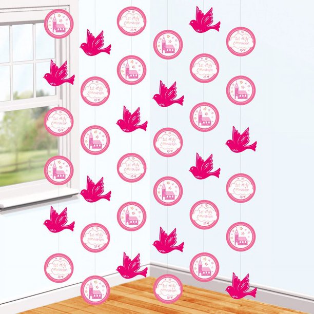 Amscan - Decoración de techo adornos reliogoso (Paquete de 6) (Rosa)