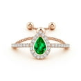 thumbnail image 2 of ANGARA Natural Floating Pear-Shaped Emerald Bolo Ring with Halo in 14K Rose Gold for Women (Size-6x4mm) | May Birthstone, Birthday, Anniversary, Jewelry Gift for Women | Natural Emerald Ring, 2 of 8