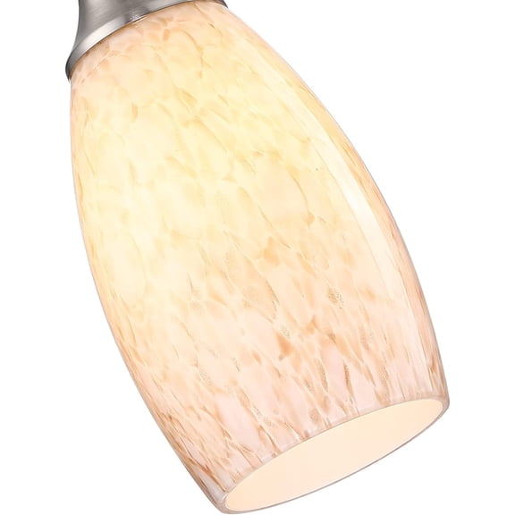 Mini Milk Glass Pendant Light,Handcrafted Beige Glass Pendant Hanging Light fixtures Small Pendant Light with Brushed Nickel Adjustable Cord for Kitchen Island,Bed Room,Hallway,Dining Room,Stairs