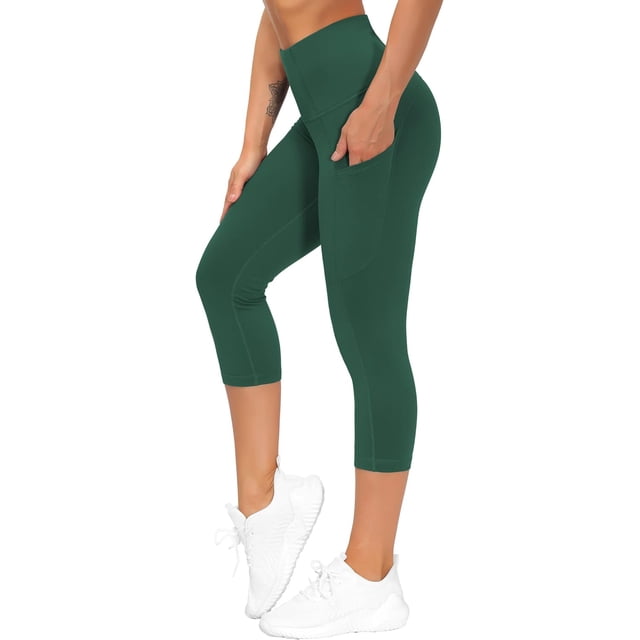 THE GYM PEOPLE Pantalones de yoga gruesos de cintura alta con bolsillos, control de barriga, entrenamiento, correr, yoga, leggings para mujer