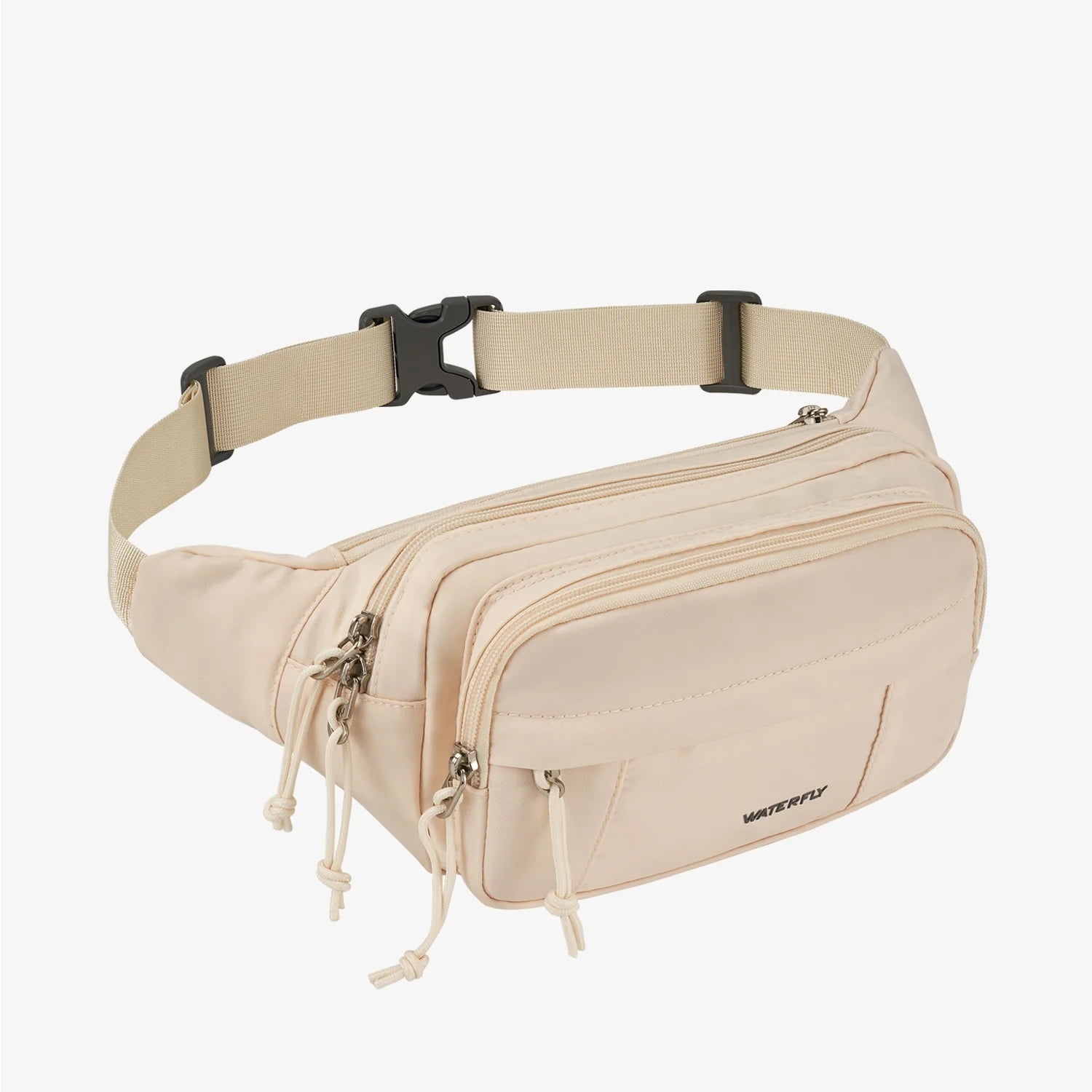 WATERFLY Unisex Large Capacity Running Walking Travel Nylon Fanny Pack Waist Bag,Beige