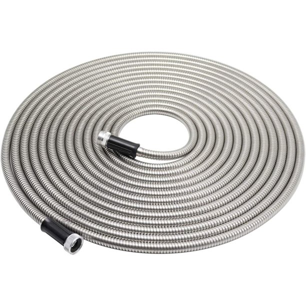 50 Foot Garden Hose Stainless Steel Metal Water Hose Tough and Flexible, Lightweight, Crush