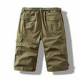 thumbnail image 4 of YLSDY Mens Elastic Waist Button Cargo Shorts Summer Outdoor Hiking Short Pants Comfort Sports Work-Shorts with Pockets Yellow XXXL, 4 of 6