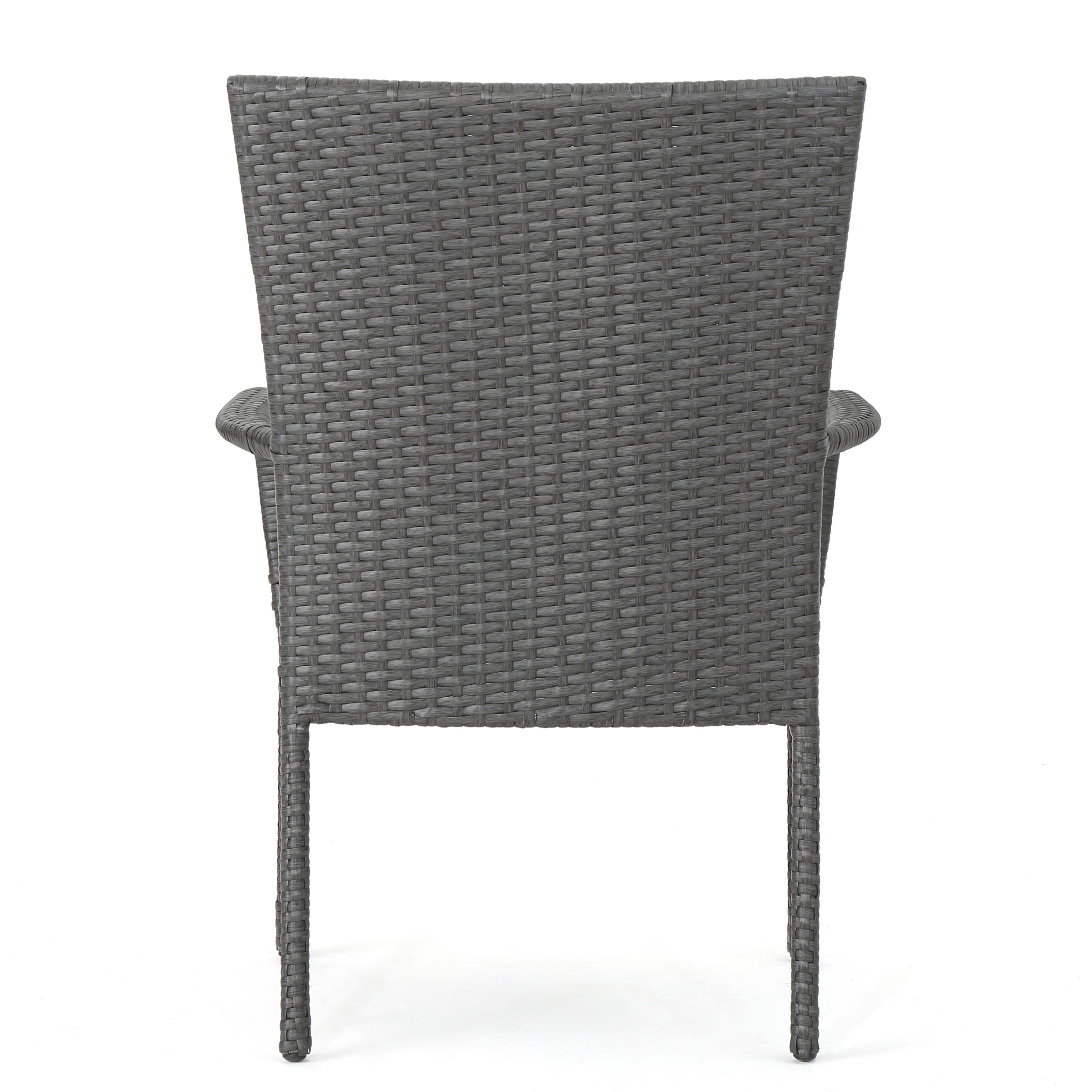 Ashburn Outdoor 3 Piece Wicker Stacking Chair Chat Set, Grey