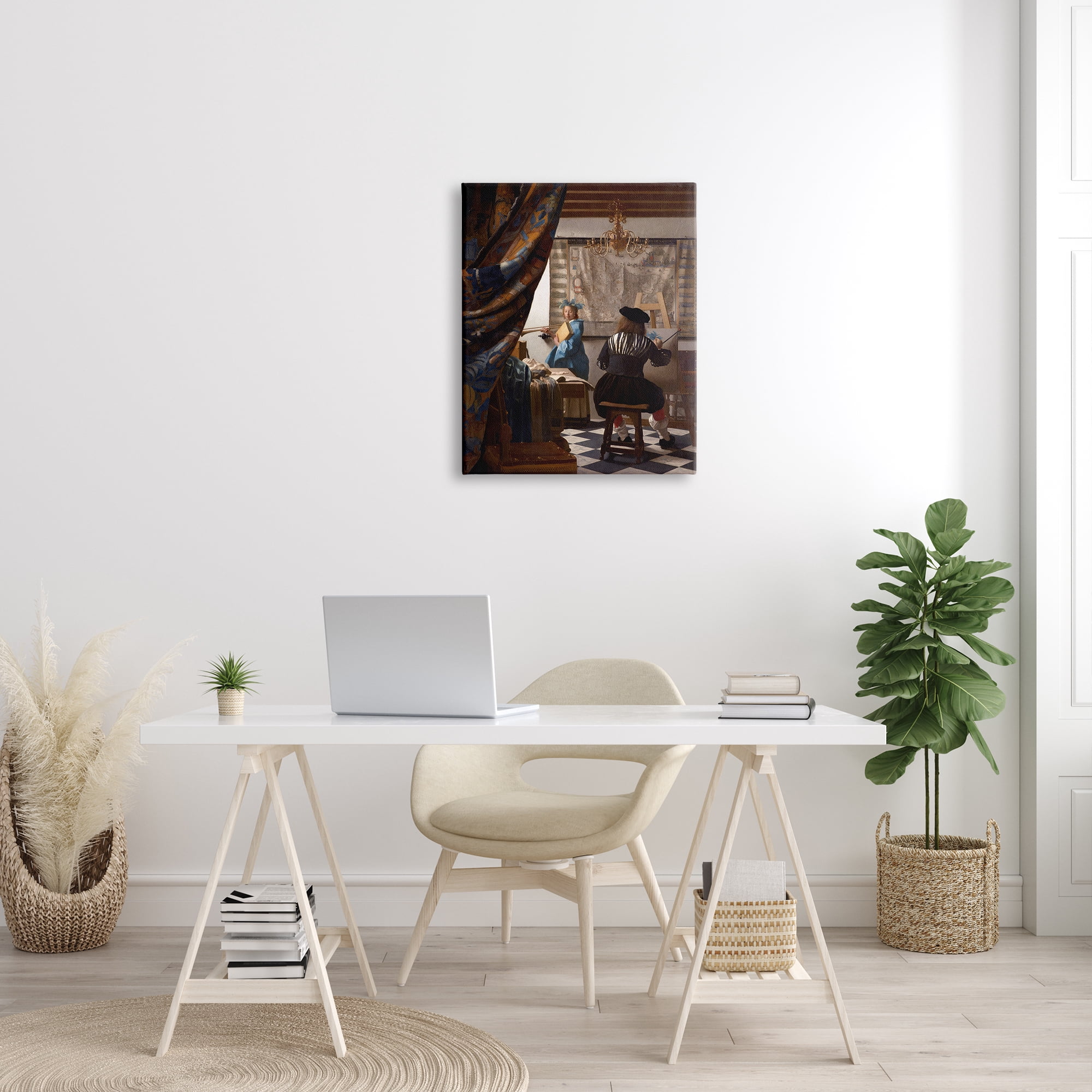 Stupell Industries Allegory of Painting Johannes Vermeer Classical Portrait Painting Gallery Wrapped Canvas Print Wall Art, Design by one1000paintings