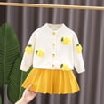 thumbnail image 2 of FAIWAD Toddler Baby Girls Spring Outfits Long Sleeve Embroidery Knit Cardigan and Pleated Mini Skirt Set, 2 of 4