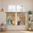 thumbnail image 2 of Easter Chicken Eggs Kitchen Curtains 45 Inch Length, Spring Daisy Flowers Yellow Brown Check Tiers Curtains for Bathroom Bedroom Cafe, Light Filtering Small Window Treatment Drapes 2 Panels 42"Wx45"L, 2 of 8
