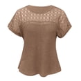 thumbnail image 5 of Tfken Summer Women Tshirts Solid Color Crew Neck Short Sleeve Tops Breathable Daily Wear Female Soft Shirts Brown, 5 of 6