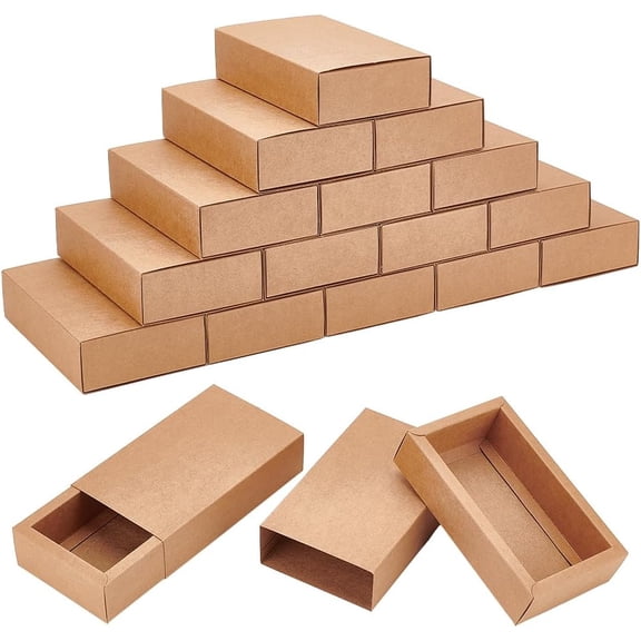 Kraft Paper Storage Gift Drawer Boxes Gift Packaging Case for Wedding Party Supplies BurlyWood Rectangle 17x10x4.3cm