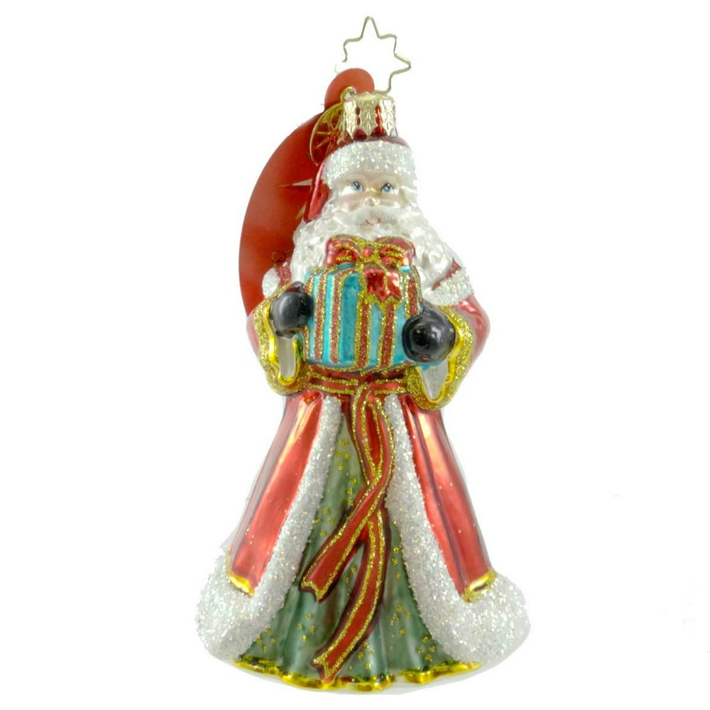 Christopher Radko MACY'S SANTA HOLDING PACKAGE Blown Glass Christmas