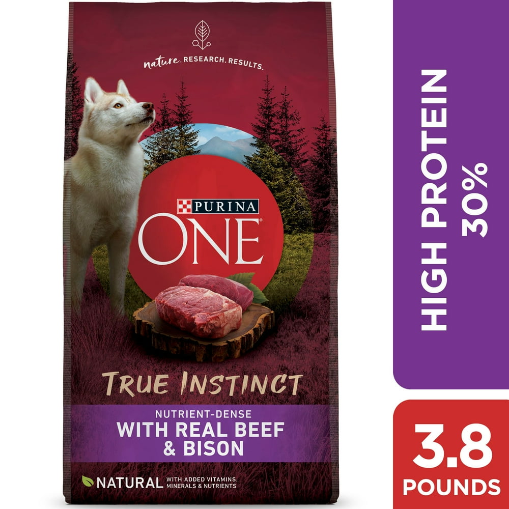 Purina one high protein natural dry dog food true instinct with real