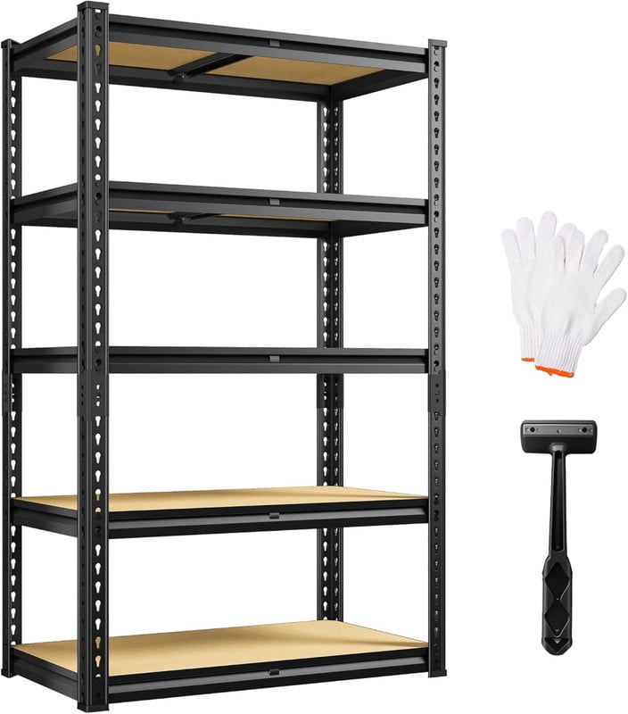 Garage Shelving Storage Shelves Heavy Duty 5 Tier Metal Shelving Units for Storage Adjustable Utility Shelf Rack, 27.5" W x 11.8" D x 60" H