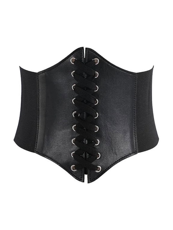Girls Fashion Corset Wide Belts Faux Leather Slimming Body Shaping Girdle Belt for Women Elastic Tight High Waist for Daily Wear
